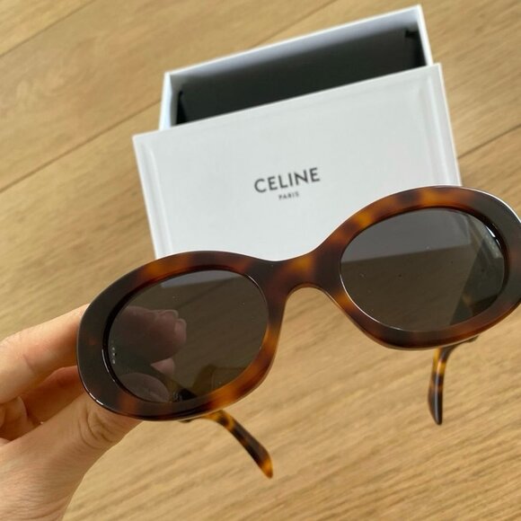 Celine Brown Triomphe 01 Oval Sunglasses - Picture 3 of 6